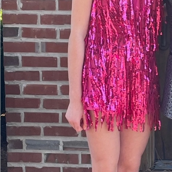 Pink Sequin Fringe Dress - Picture 1 of 1